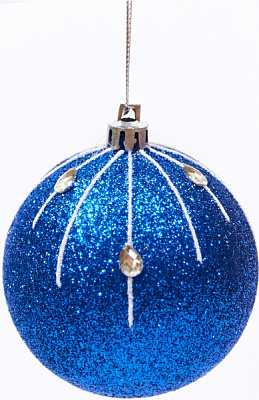 Шар новогодний Капли 80 мм синий 6988