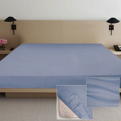 Простирадло на резинці Дизайн 13 (сатин) 200x90 см блакитний Ярослав