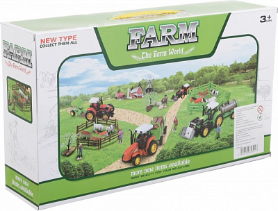 Ігровий набір Shantou х6 шт. фермерський трактор з причепами зелений JY238796