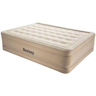 Матрац надувний Bestway Fortech Queen 203х152 см з електронасосом бежевий