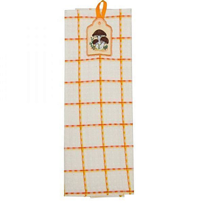 Полотенце кухонное с вышивкой Гриб 45x75 см Ярослав бежевый с оранжевым 