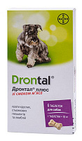 Таблетки Bayer протигельминтные для собакDrontal со вкусом мяса (за 1 табл., 6 в уп.)