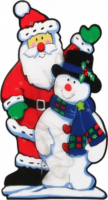 Декорація настінна LED Дід Мороз та Сніговик 10 ламп 25 см