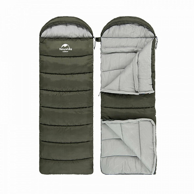 Спальный мешок Naturehike с капюшоном U350 NH20MSD07, левый, зеленый (-18 до +3°C)