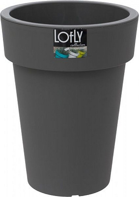 Горщик пластиковий Prosperplast Lofly slim круглий 16,4л сірий (70707-405)