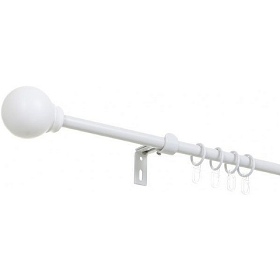 Карниз Bella Vita Шар белый гладкий одинарный укомплектованный d16 мм 160 см белый 