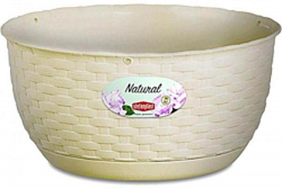 Вазон пластиковий Stefanplast Natural круглий 5,9л світлий беж (75451)