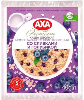 Каша овсяная AXA мгновенного приготовления со сливками и голубикой 