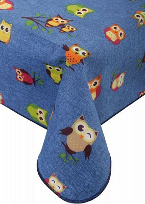 Скатерть Ginestra совы 140x220 см синий Gemitex 