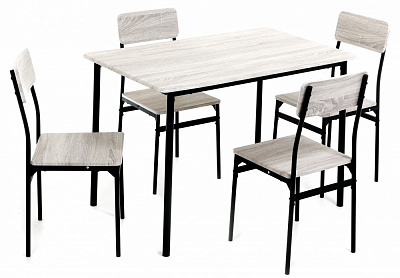 Комплект UP! (Underprice) Practic стол 110х70х76 см + 4 стулья 40х48х84 см дуб сонома/черный