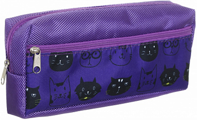Пенал на молнии Cats Nota Bene фиолетовый с рисунком