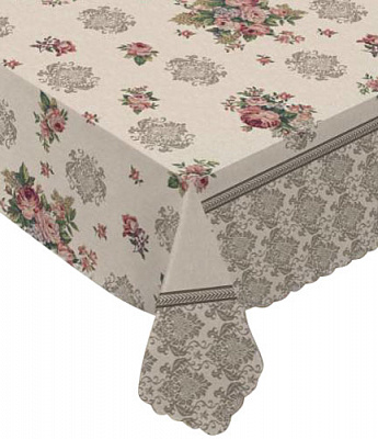 Скатертина Пованс Букет 137x110 см білий Dariana