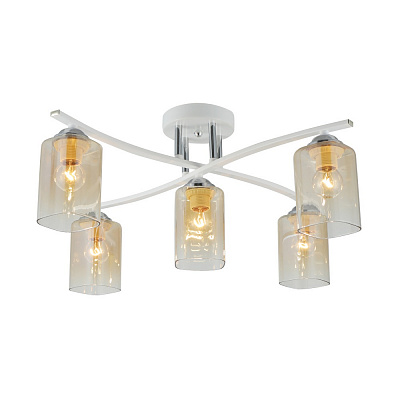 Люстра Miorro Rocco 600х600х240 мм металл/стекло 5x40 Вт E27 белый/хром 51-311-129