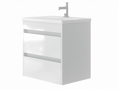 Тумба підвісна ЮВЕНТА Тумба Luton - 65 білий з умивальником Soft-65