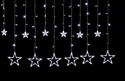 Электрогирлянда-штора со звездами QC4009-1 светодиодная (LED) 138 ламп 2,5 м 
