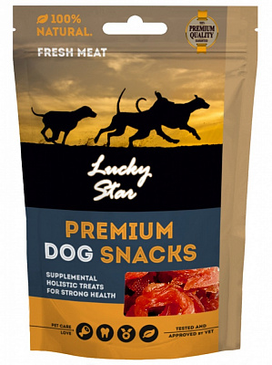 Лакомства полувлажные для собак Lucky Star мягкая куриная голень с кальциевой костью 7 см 85 г