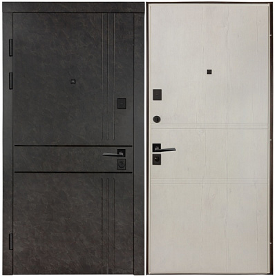 Дверь входная Булат К-8 (квадро) 539/237 mamba morion / рустик авиньон блан 2050x950 мм левая