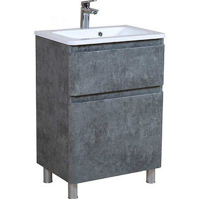 Тумба Aqua Rodos Accent напольная 60 см. Серый мрамор под умывальник из искусственного камня Альфа 60 и мрамора Accent