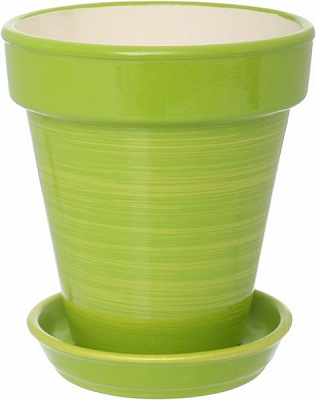 Горщик Оріана-Запоріжкераміка Наперсток глянец круглий 0,6л салатовий із золотим (065-0-009)