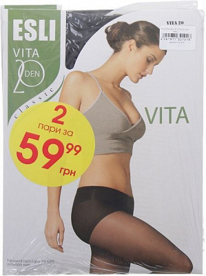 Колготки жіночі ESLI Vita 20 den Nero р. 4 чорний 2 шт.