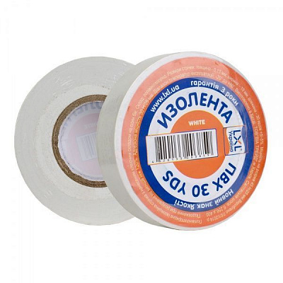 Изолента LXL 30 м белая ПВХ