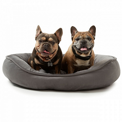 Лежак PETBED Velor Пончик L 90x75x20 см темно-сірий