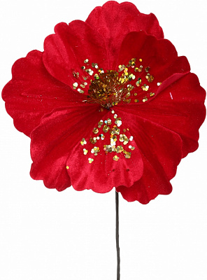 Квітка декоративна магнолія велюр 22 см червоний