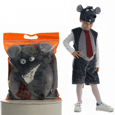 Костюм карнавальный КАРНАВАЛІЯ Мышонок Федор р.122 серый 89091 