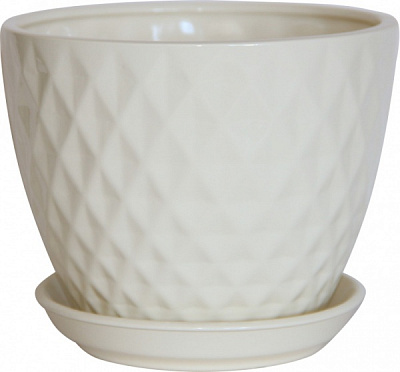 Горшок керамический Ориана-Запорожкерамика Ромб новый №1 глянец фигурный 4,5 л бежевый (073-01-003) 