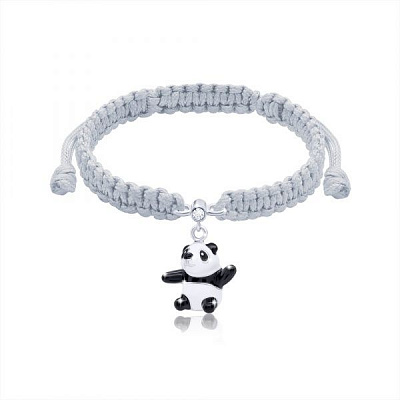 Браслет плетеный UMa&UMi Мишка Панда бело-черный