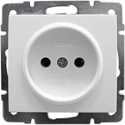 Розетка без заземления Lezard Rain 16 А 250 В без шторок белый 703-0288-121В