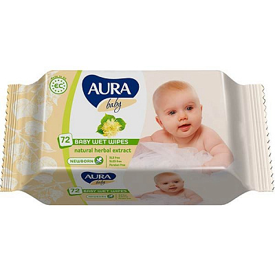 Детские влажные салфетки Aura Baby 72 шт.