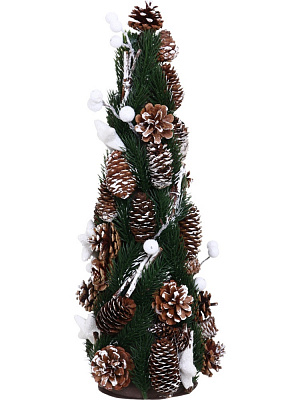 Штучна ялинкаконус хвойний з шишками та білим декором 55 см різнокольоровий
