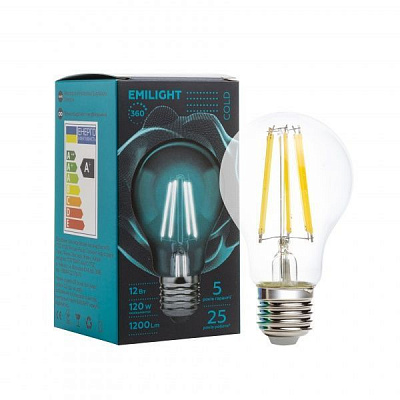 Лампа светодиодная FIL CL A60 12 Вт E27 4000 К 220 В прозрачная 