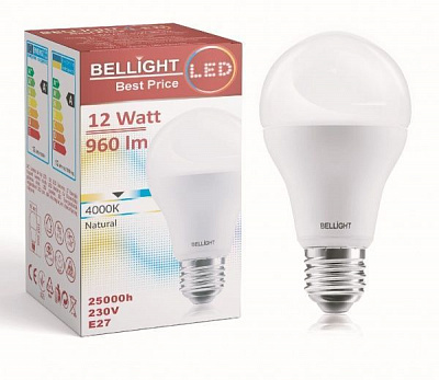 Лампа светодиодная Bellight 12 Вт A60 матовая E27 220 В A60 220V/12W E27 4000K BL 