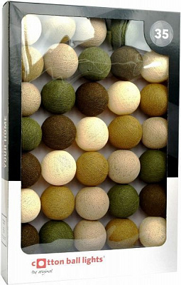 Электрогирлянда Котоновые шарики KHAKI лампа накаливания 35 ламп