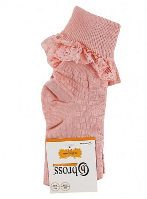 Носкидля девочек BROSS с кружевом 12707 р.22–24 розовый 