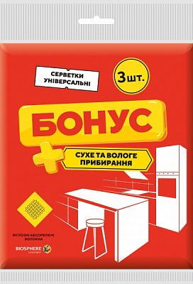 Салфетки вискозные Бонус 30x35 см 3 шт./уп. / желтый