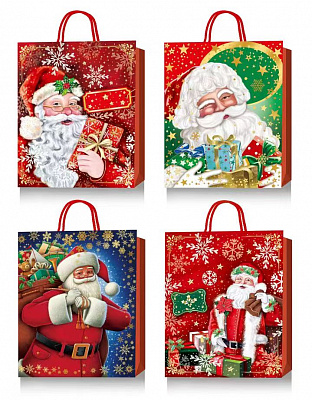 Пакет подарунковий новорічний квадратний 38х38х20 см Happycom International