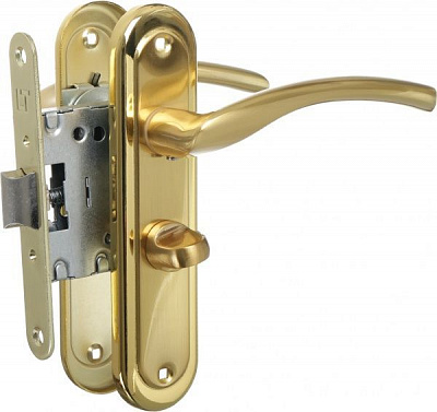 Замок врізний з ручками Blazer санвузловий PB/SB WC 47,5 мм латунь