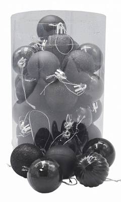 Набір ялинкових куль SYBA02BK04 чорний d 40 мм 34 шт./уп.