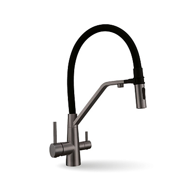 Смеситель для кухни FADO S.r.l MIX024011GG с подключением к фильтру графит Foggia