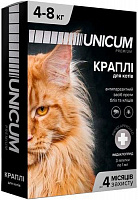 Капли UNiCUM Premium от блох и клещей на холку для больших котов массой 4-8 кг (UN-005)