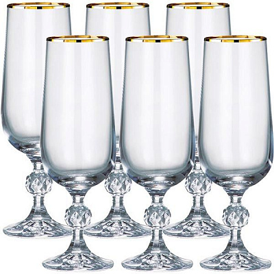 Набор бокалов Bohemia Claudia золото 180 мл 6 шт