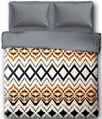 Комплект постільної білизни Yellow Zigzag сімейний сірий із малюнком Ibodo