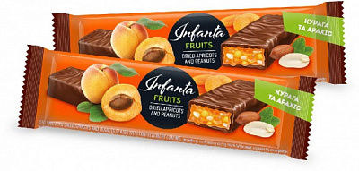 Батончик Vale з курагою та арахісом глазурований кондитерською глазур'ю Infanta 40 г