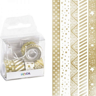 Набор клейкой ленты бумажной Золотые оттенки 12 ммх3 м 203584580 5 шт. Heyda