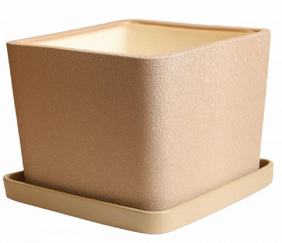 Горщик керамічний Квадрат №2 шовк квадратний 3 л капучино