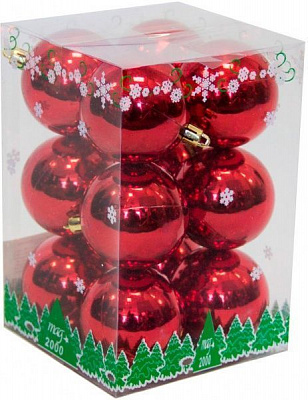 Набор игрушек шары красные глянцевые Девилон 890759 d60 мм 12 шт./уп. 