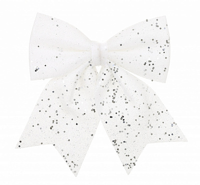 Декорация новогодняя бант с присыпкой полиэстр 20х24см 4 цвета в ассорт. EPI-2019-TW-15